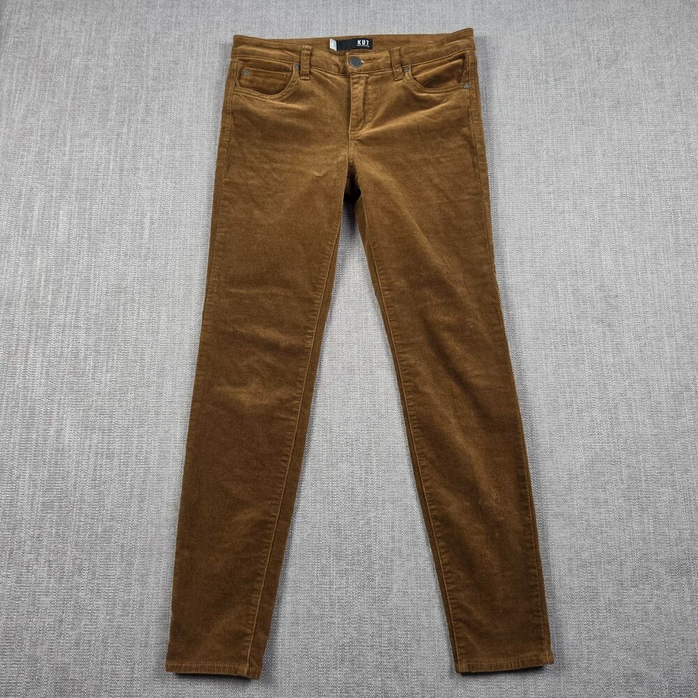 Kut from the Kloth Diana Skinny Corduroy Pants Womens Size 6 Brown Stretch Fine